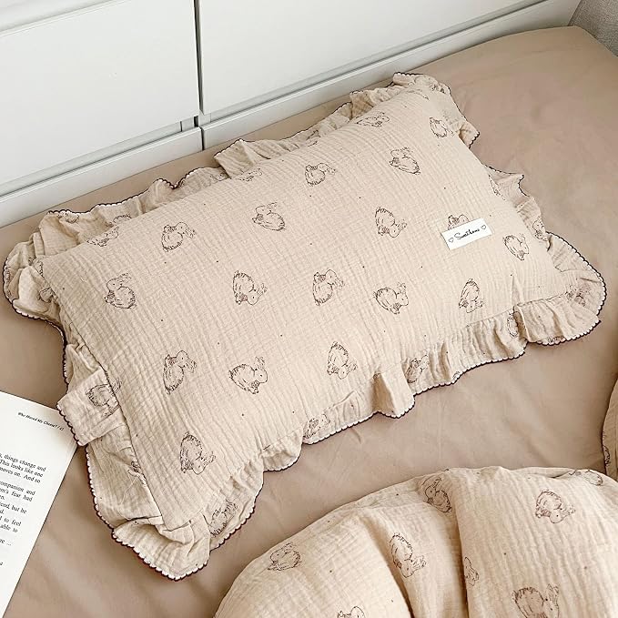 BuLuTu 2-Layer Cotton Muslin Toddler Pillowcase Rabbit Pattern, Soft Breathable by BuLuTu