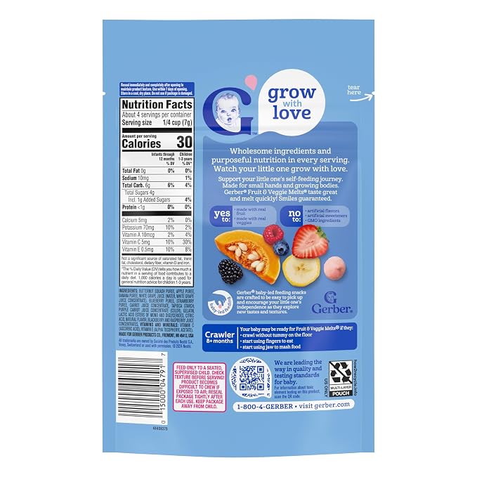 Gerber Stage 3 Baby Food Snacks, Very Berry Fruit and Veggie Melts, Baby Led - Image 3