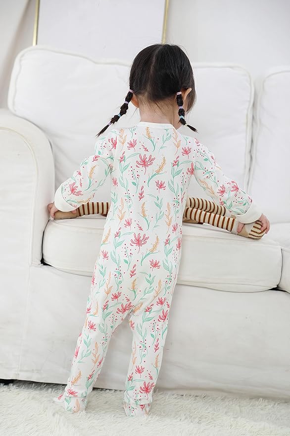 O2 BABY Baby Boys Girls Organic Cotton Zip-Front Sleeper Pajamas, Footed Sleep - Image 3