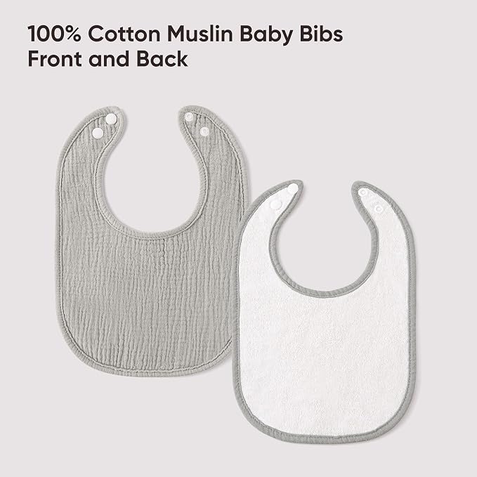 Bearmoss Muslin Baby Drooling Bibs 8 Pack, 100% Cotton Square Adjustable - Image 5