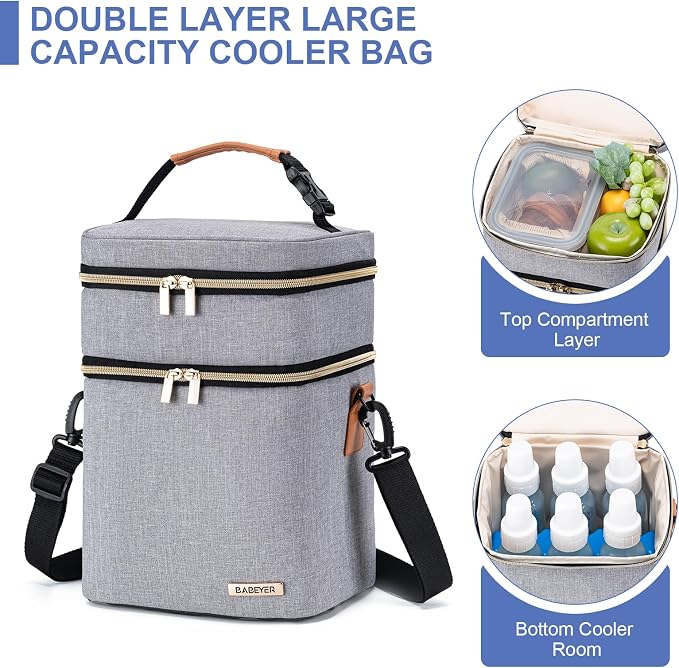 Breastmilk Cooler Bag with Ice Pack Fits 6 Baby Bottles Up to 9 Ounce - Image 2