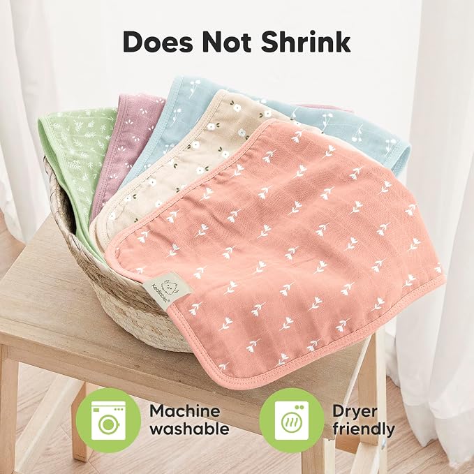 5-Pack Cotton Muslin Burp Cloths Baby Girls, Boys - Image 7