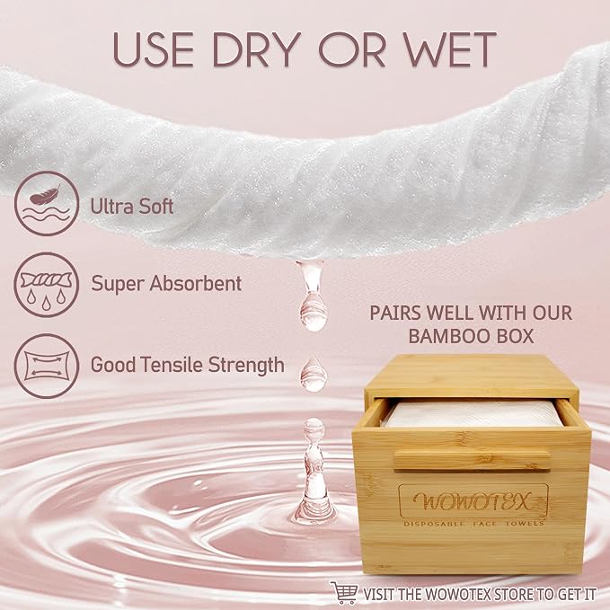100% Cotton Disposable Face Towel 50 Count 10x12 Inch | Biodegradable Thick - Image 6