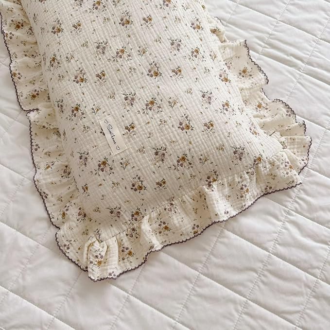 BuLuTu Floral Toddler Pillow Cases Cotton Muslin Cotton Pillowcases - Image 6