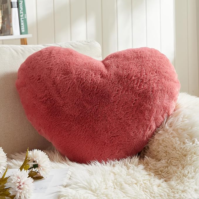 EastTree Heart Pillows, Peach Pink Heart Shaped Pillows, Ultra Soft Extra-Large by EastTreeHomeGuide