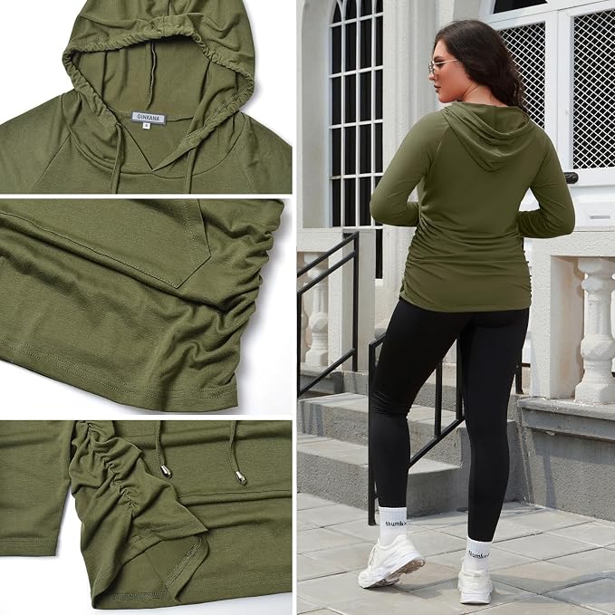 GINKANA Maternity Hoodie Long Sleeves Shirts Casual Maternity Top Pregnancy - Image 7