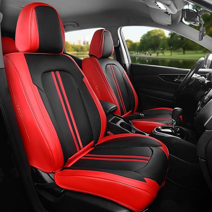 FREESOO Front Seats 2PCS Leather Car Seat Covers, Ultra Breathable Waterproof by FREESOO