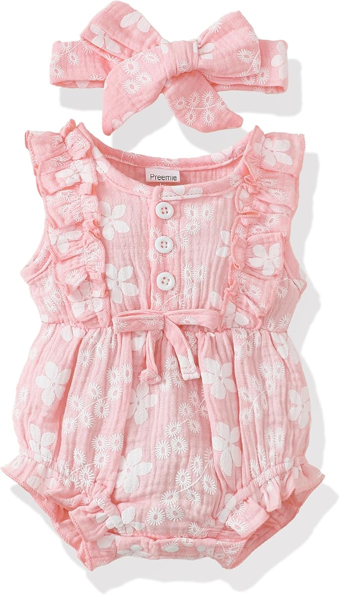 Renotemy Newborn Infant Baby Girl Clothes Rompers Summer Jumpsuits Short Sleeve by Renotemy