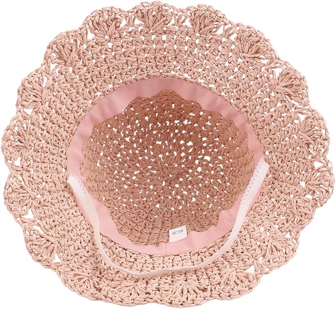 Baby Girl Straw Hat Outdoor Baby Sun Protection Hats Summer Bowknot Beach Cap - Image 4