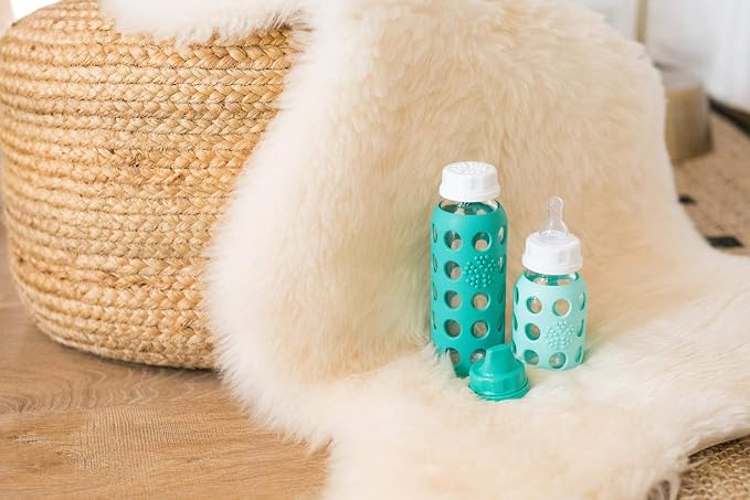 Lifefactory Baby Bottle Starter Set 10-Piece | 4 oz Mint & Blanket, 9 oz Kale & - Image 3