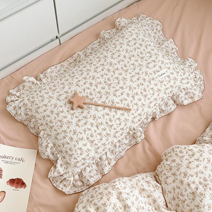BuLuTu Cotton Muslin Kids Toddler Pillowcase Standard Cute Camellia Flowers by BuLuTu