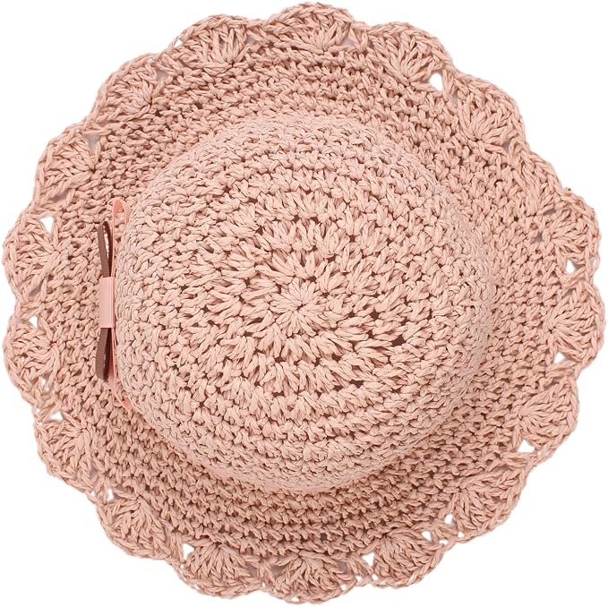 Baby Girl Straw Hat Outdoor Baby Sun Protection Hats Summer Bowknot Beach Cap - Image 3