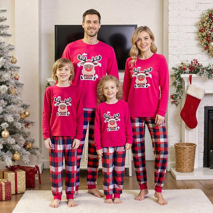 Awoscut Christmas Family Matching Pajamas Christmas Pjs Holiday Nightwear - Image 2