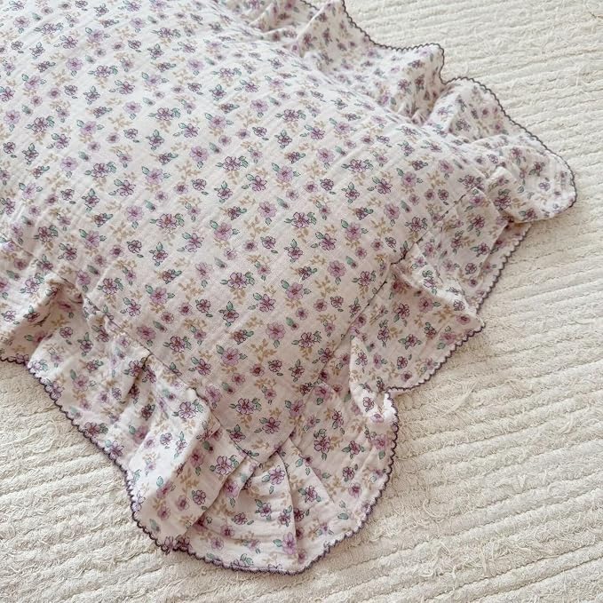 BuLuTu Purple Floral Muslin Cotton Toddler Pillowcases - Image 4