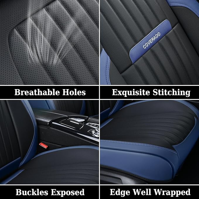 Coverado Car Seat Covers Full Set, Nappa Leather Seat Covers - Image 7