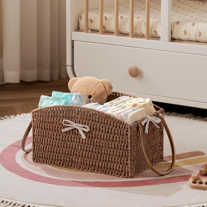 HBlife Diaper Caddy Organizer, Large Hand-Woven Storage Basket - Image 4
