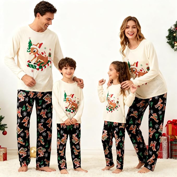 Awoscut Christmas Family Matching Pajamas Christmas Pjs Holiday Nightwear - Image 5