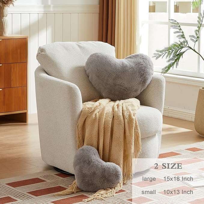 EastTree Heart Pillows, Love Throw Pillows Gifts, Ultra Soft Faux Rabbit Fur - Image 2
