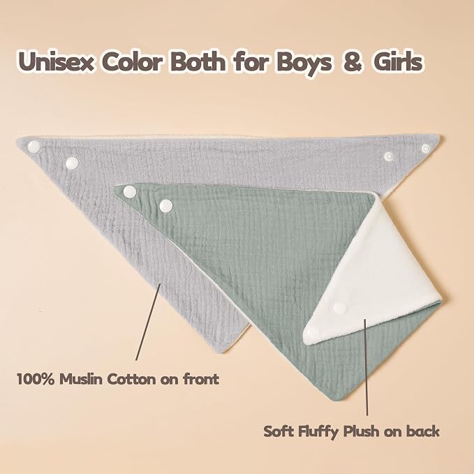 Susurration Muslin Baby Bibs 10Pack Baby Bandana Drool Bibs Soft Adjustable - Image 6
