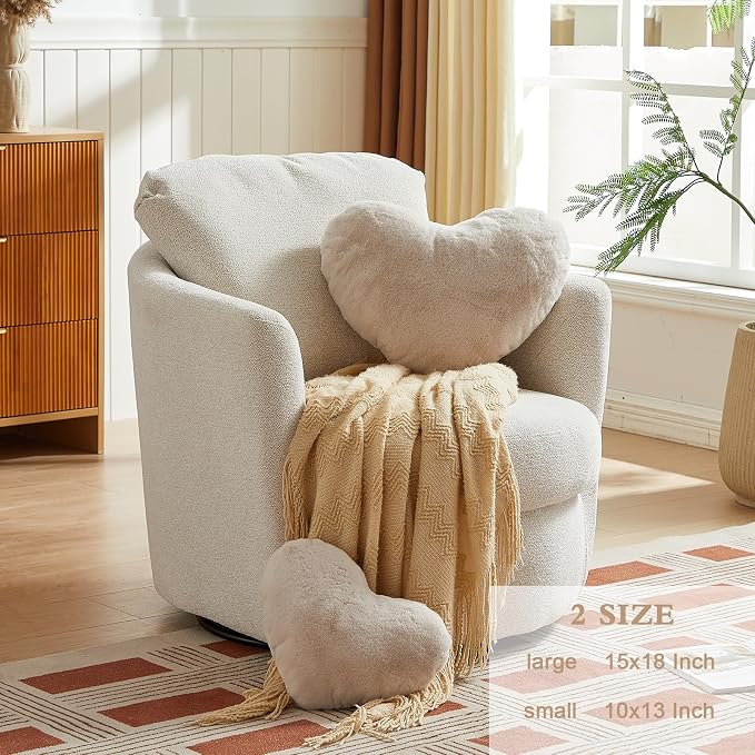EastTree Heart Pillows, Love Throw Pillows Gifts, Ultra Soft Faux Rabbit Fur - Image 2