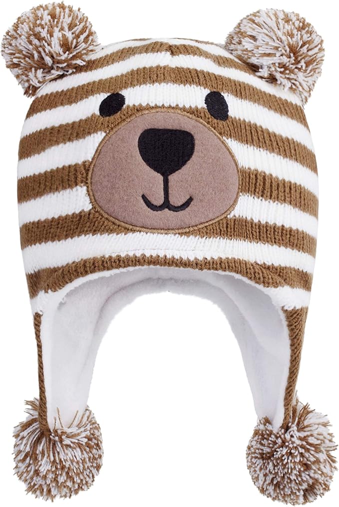 LANGZHEN Toddler Kids Infant Winter Hat, Earflap Knit Warm Cap Fleece Lined by LANGZHEN