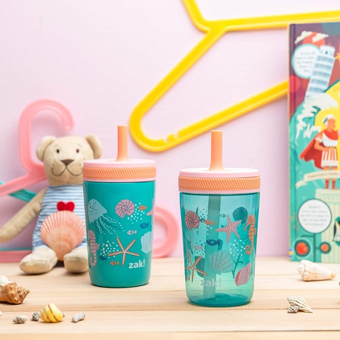 Zak Designs Shells Kelso Tumbler Set, Leak-Proof Screw-On Lid - Image 13