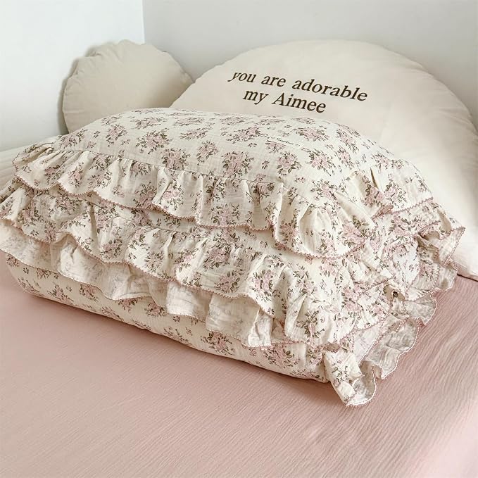 AOJIM Pink Floral Kids Toddler Pillowcase 1 Piece Super Soft Muslin Cotton - Image 7