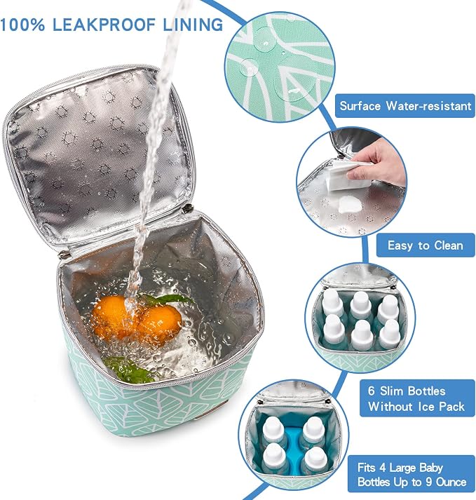 Breast Milk Cooler Bag with Ice Pack Fits 4 Baby Bottles Up to 9 Ounce - Image 4