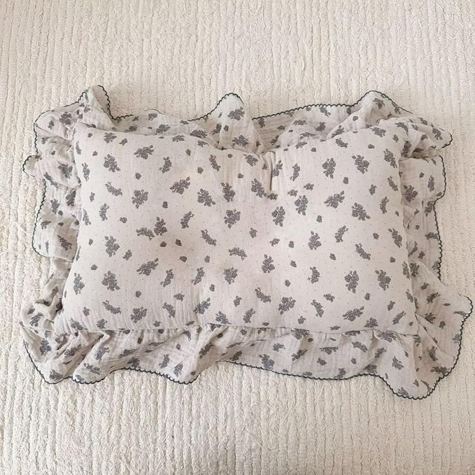 BuLuTu Blue Orchid Flower with Dots Design Toddler Pillow Case Crib Size - Image 6