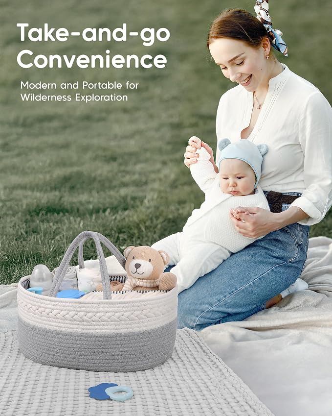 Maliton Cotton Rope Diaper Caddy Organizer - Image 5