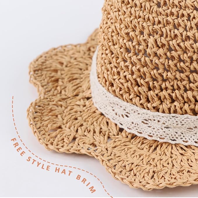 Baby Girl Straw Hat Outdoor Baby Sun Protection Hats Summer Bowknot Beach Cap - Image 4