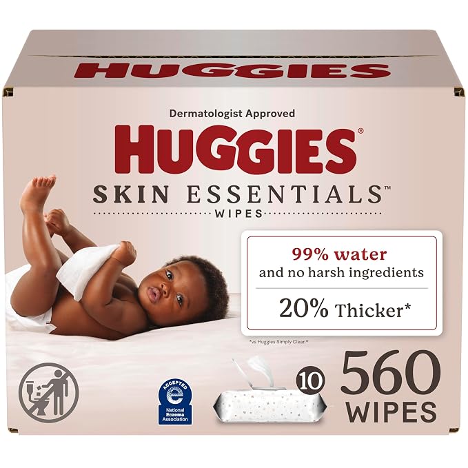 Huggies Skin Essentials Baby Wipes, Hypoallergenic, 99% Water, 10 Flip Top Packs by Huggies%C2%AE
