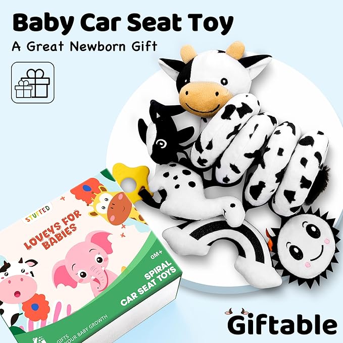 Spiral Car Seat Baby Toys 0-6 Months, Infant Carseat High Contrast Sensory Toys - Image 7