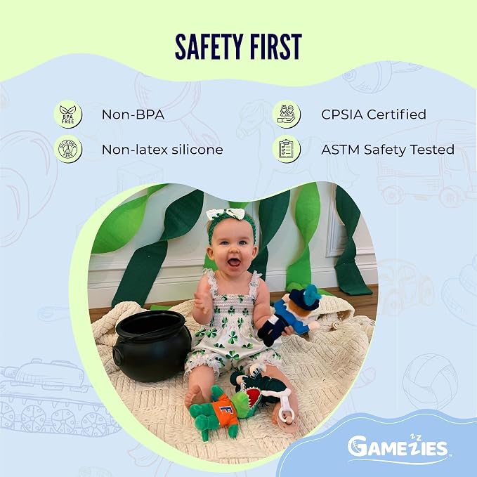 Gamezies Baby Boy and Girl Silicone College Mascot Stuffed Toy Plush Pacifier - Image 4
