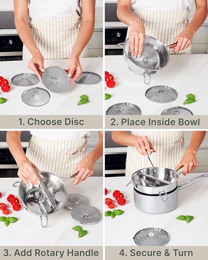 Upgraded 4-Disc Stainless Steel Food Mill – Ergonomic Rotary Design - Image 5