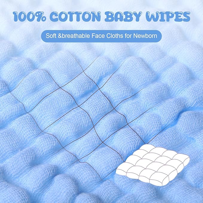 Breling 20 Pcs Baby Muslin Washcloth 12 x 12 Inch 100% Cotton Soft and - Image 3