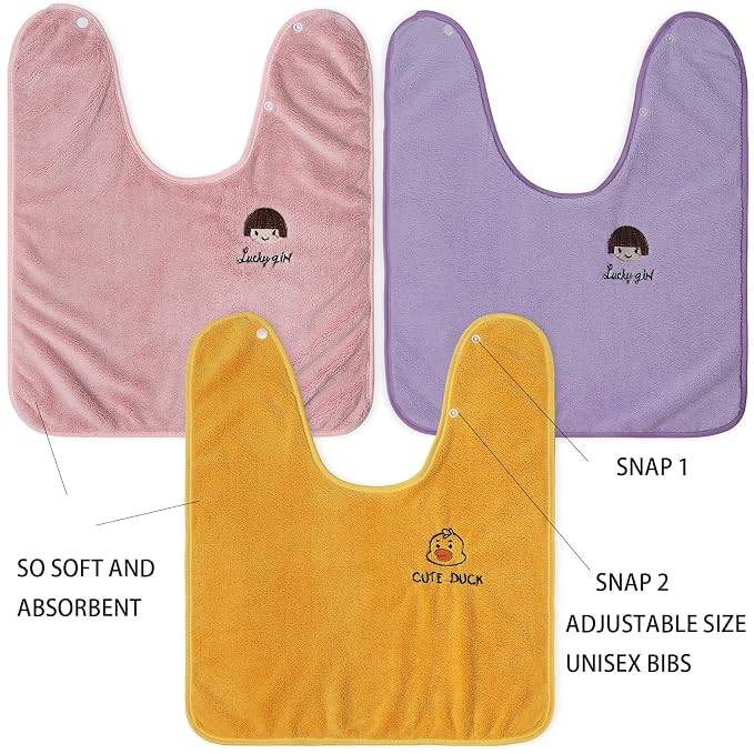 6 Packed Baby Bibs for Girls or Boys, Large Towel Bibs for Toddler 3-6 Years - Image 4