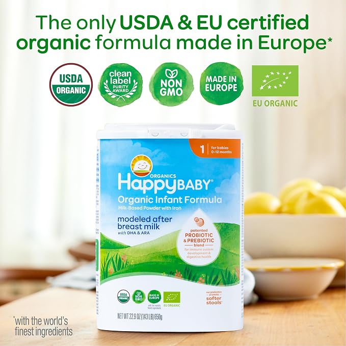 Happy Baby Organics Stage 1 Infant Formula, 0-12 Months, Milk Based Organic - Image 2