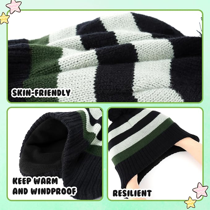 Duoyeree Kids Beanie Hat for Boys Girls Pom-pom Kint Hats Cozy Lining Winter - Image 4