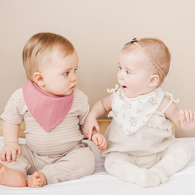 Konssy Muslin Baby Bibs 10 Pack Baby Bandana Drool Bibs 100% Cotton - Image 3