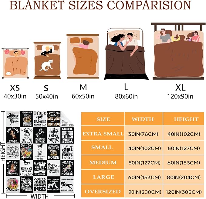 Horse Blanket for Baby Girls Black White Throw Blanket for Boys, Lightweight - Image 3