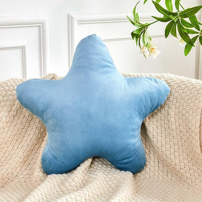 Dusty Blue Star Throw Pillow, Cute Star Pillow Room Decor, Soft 14.9" Star by XVTRU