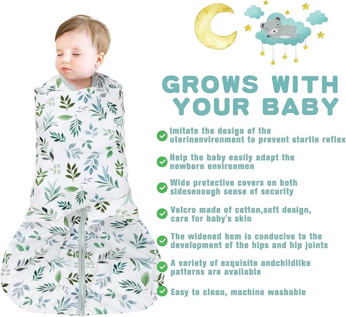Newborn Sleep Sack Baby Swaddle, Swaddle me 3-6 Month, 3-Way Adjustable - Image 2