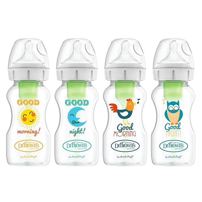 Dr. Brown's Natural Flow Anti-Colic Options+ Wide-Neck Baby Bottles, 9 oz/270 mL by DrBrowns