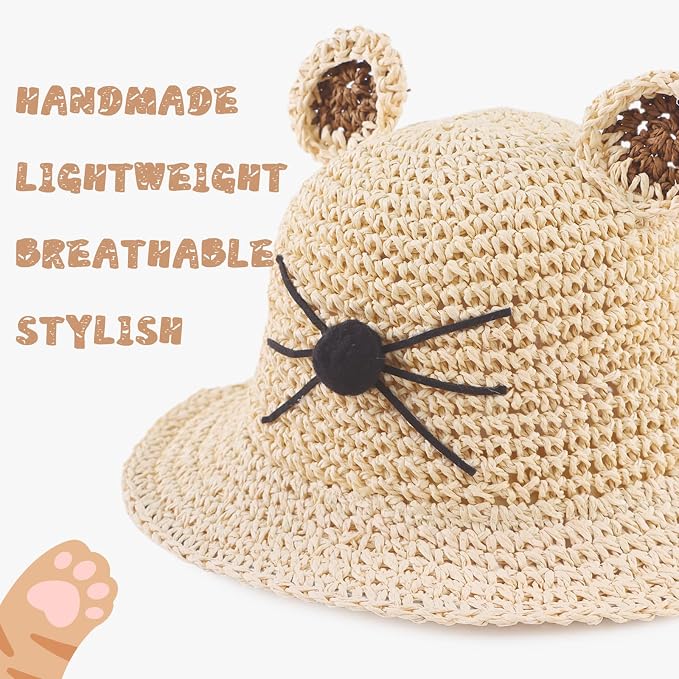 Baby Girl Straw Hat Outdoor Baby Sun Protection Hats Summer Bowknot Beach Cap - Image 2