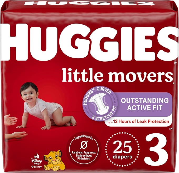 Huggies Size 3 Diapers, Little Movers Baby Diapers, Size 3, Packaging May Vary by Huggies%C2%AE