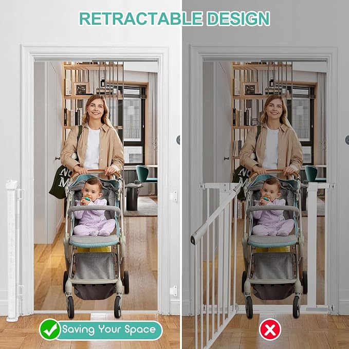 71 inch Retractable Baby Gates, EZIGO Extra Wide Baby Gate - Image 6