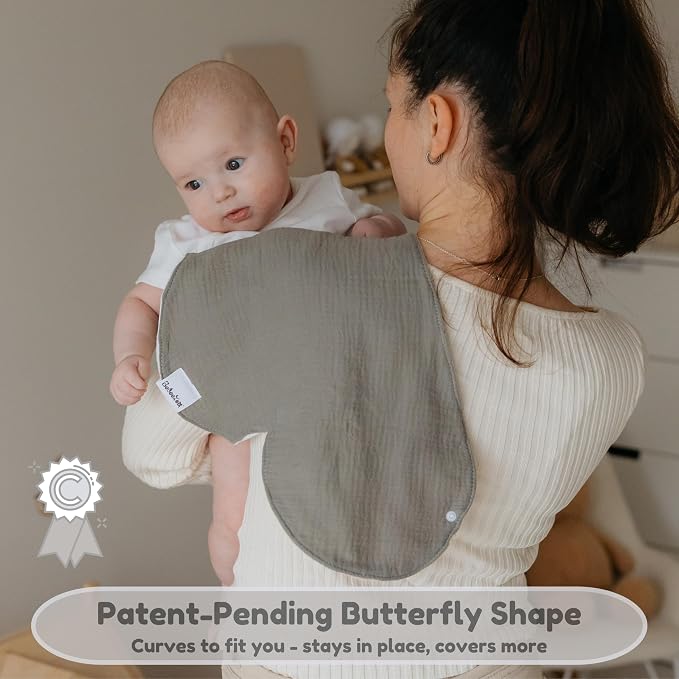 Butterfly Cotton Muslin Burp Cloths 3-Layer, Extra-Large 26”x12” - Image 4