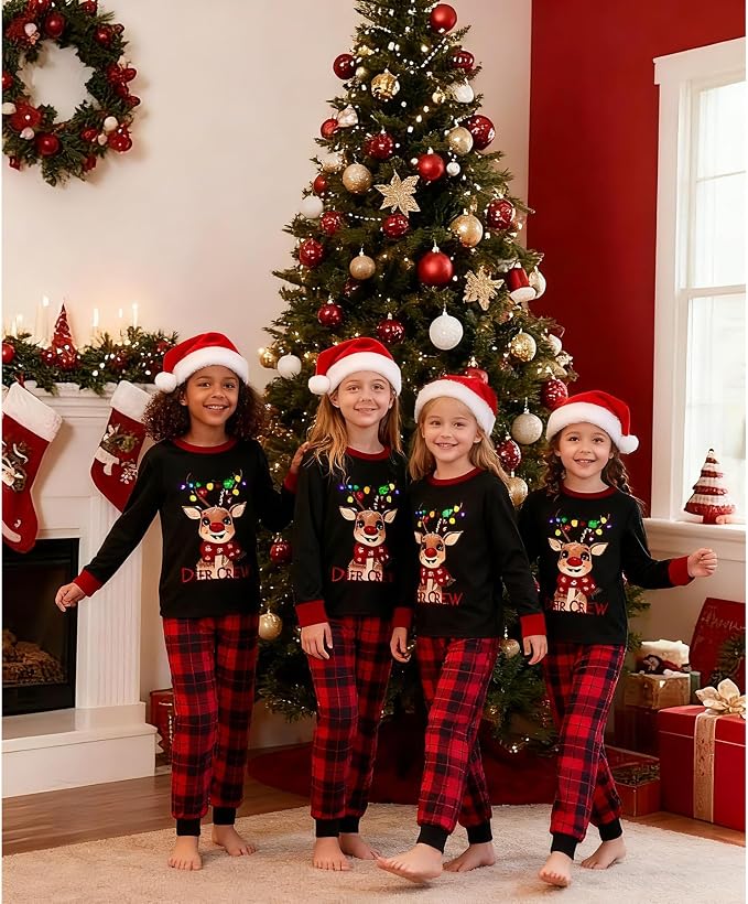 Awoscut Christmas Family Matching Pajamas Christmas Pjs Holiday Nightwear - Image 4