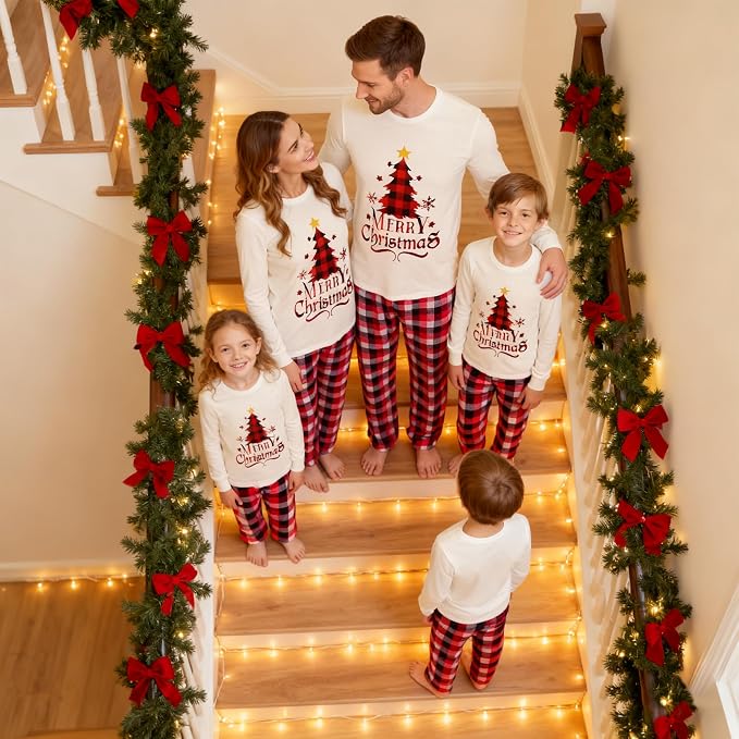 Awoscut Christmas Family Matching Pajamas Christmas Pjs Holiday Nightwear - Image 4